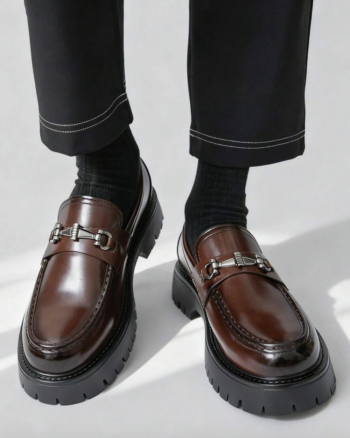 Men’s Chunky Leather Loafers – Espresso Brown